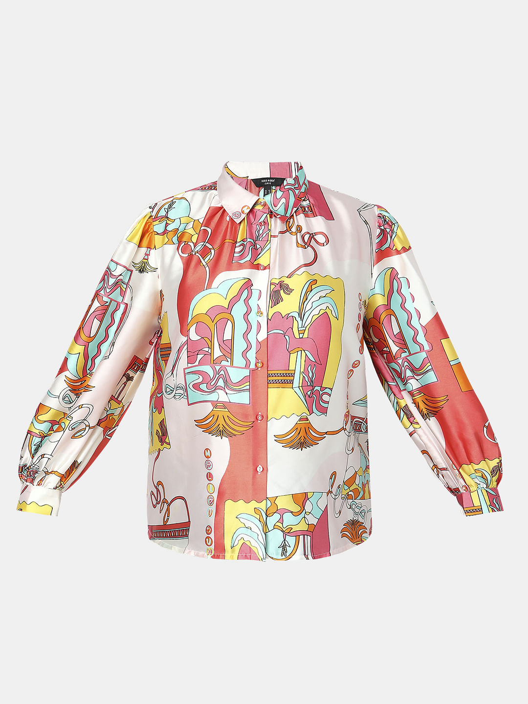 Curve Orange Printed Shirt