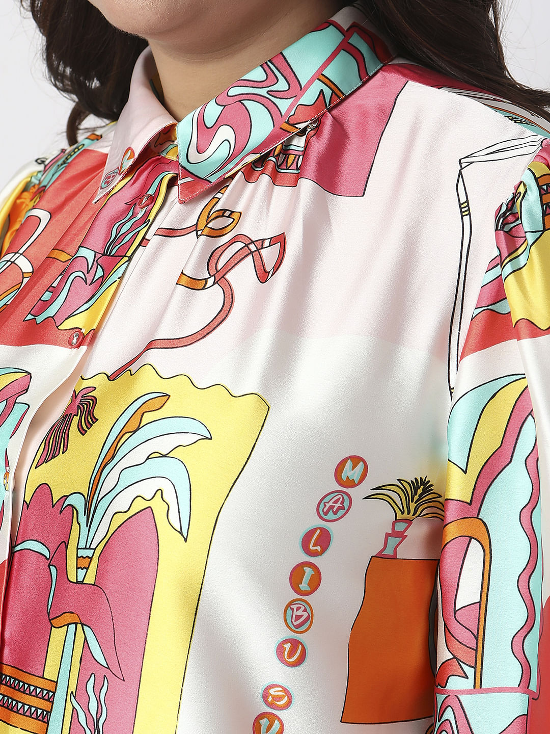 Curve Orange Printed Shirt