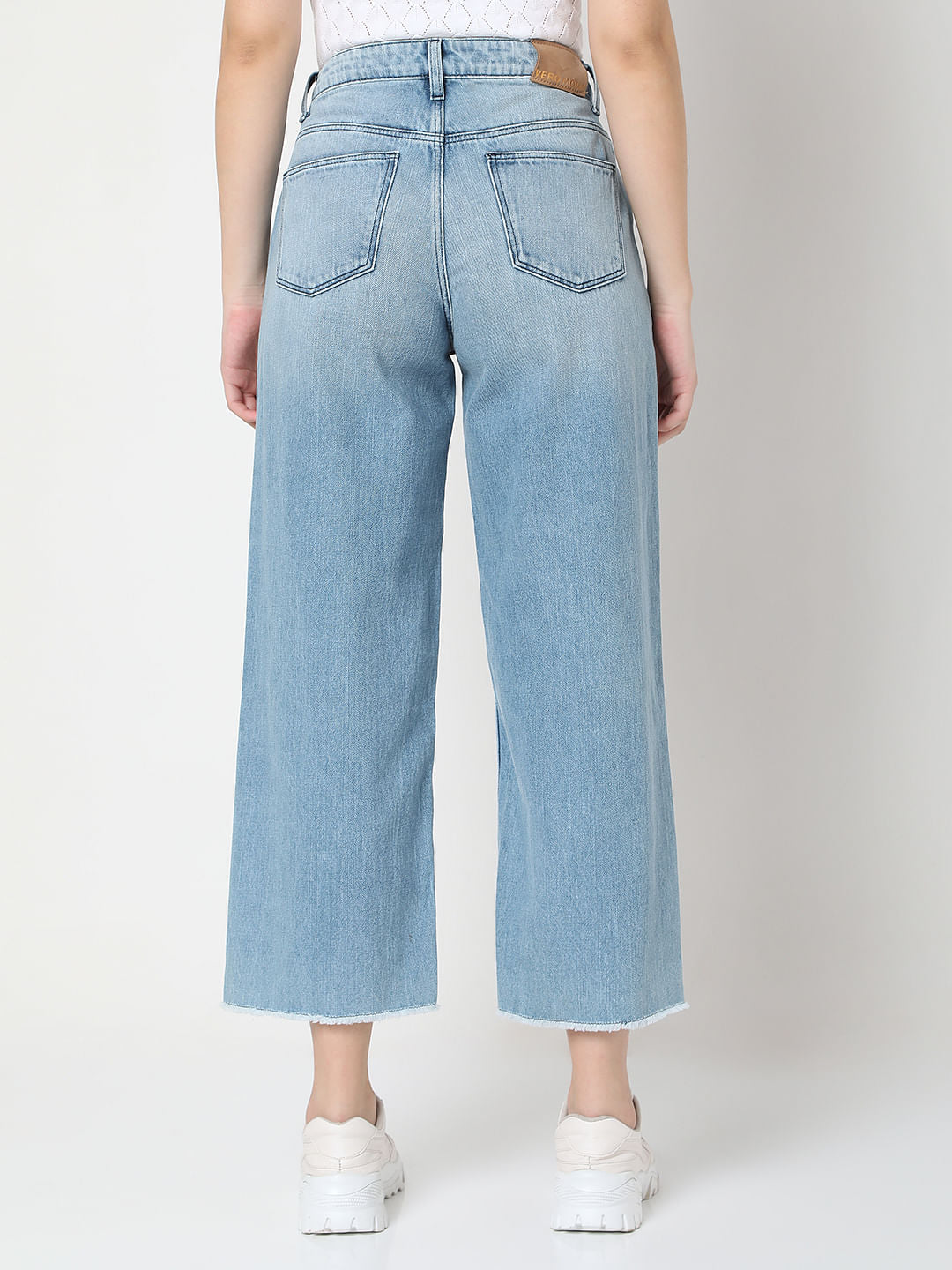Light Blue Ripped Zoey Wide-Leg Jeans
