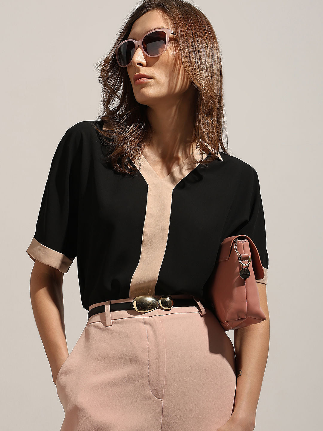 Black Contrast Tape Top