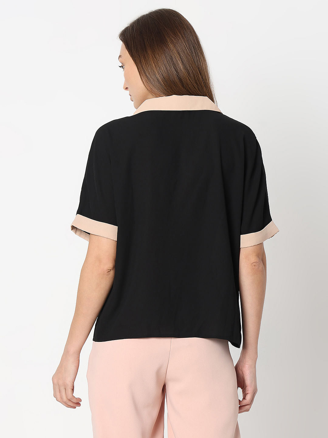 Black Contrast Tape Top