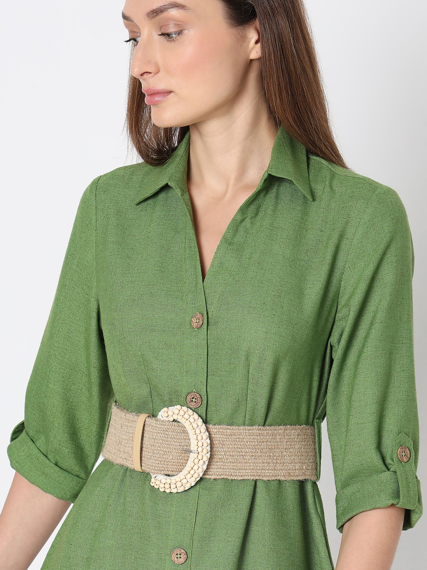 Green Midi Shirt Dress