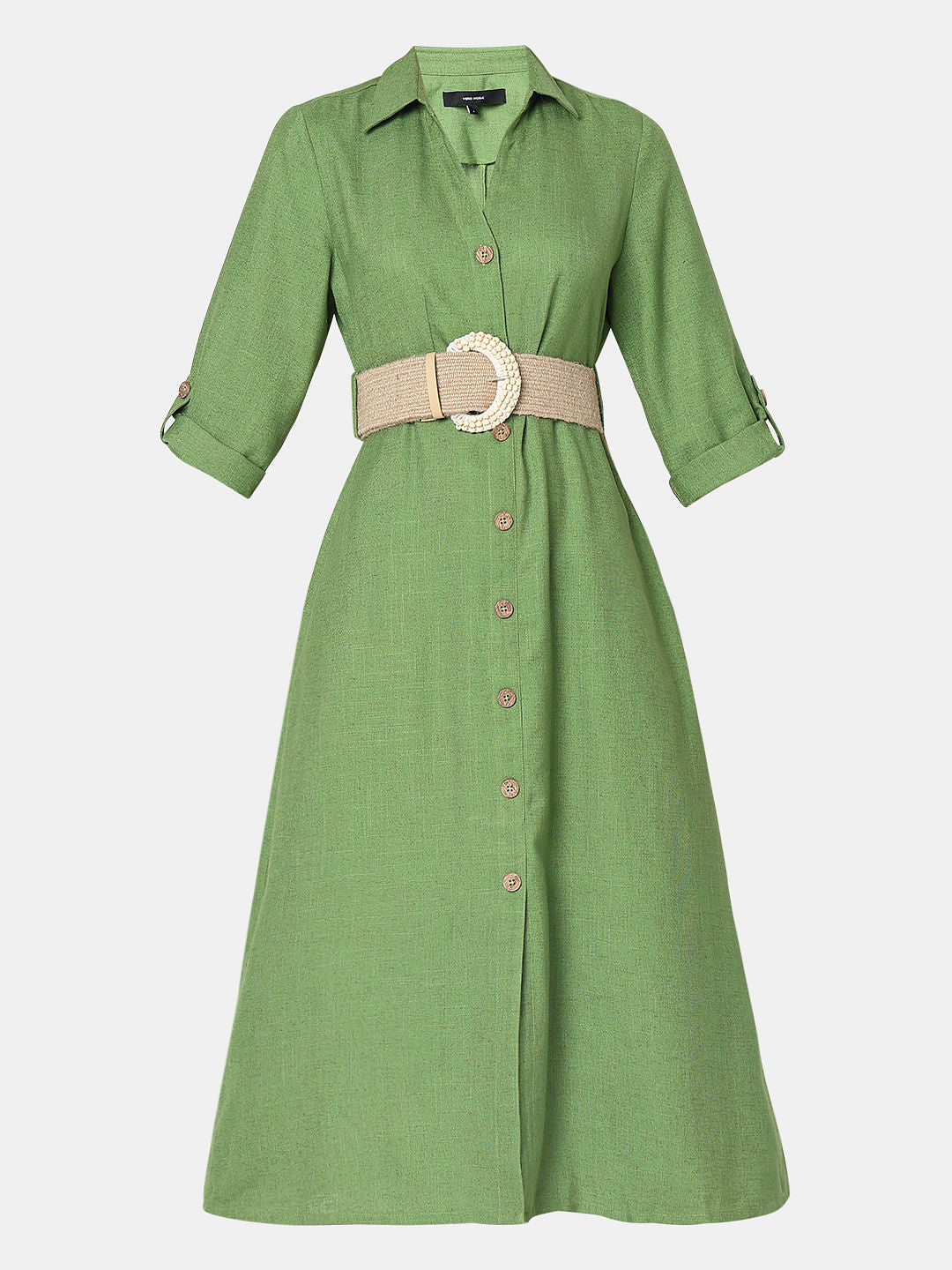 Green Midi Shirt Dress