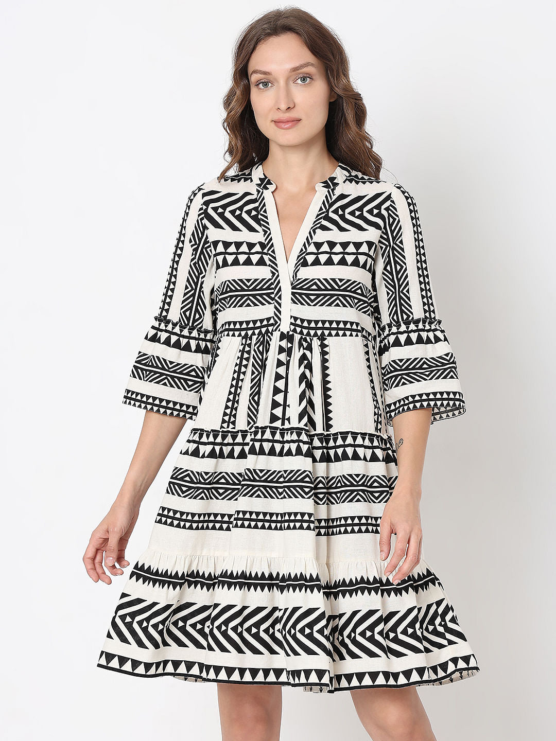 Off-White Aztec Print Flared Dress