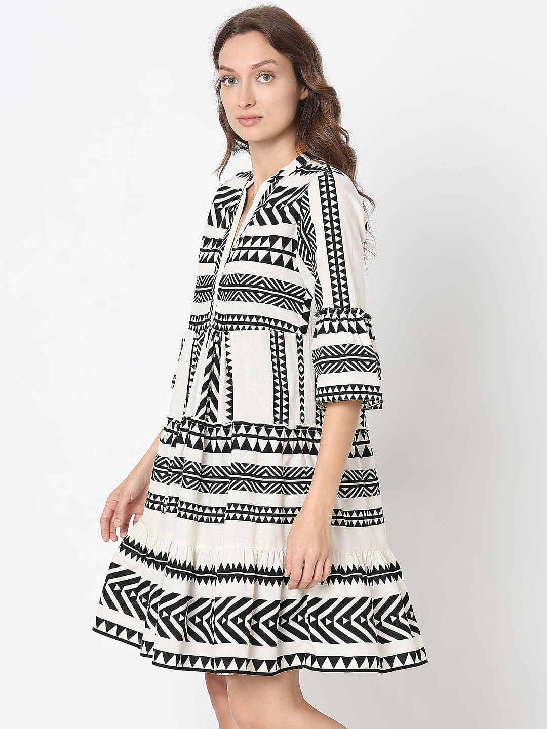 Off-White Aztec Print Flared Dress