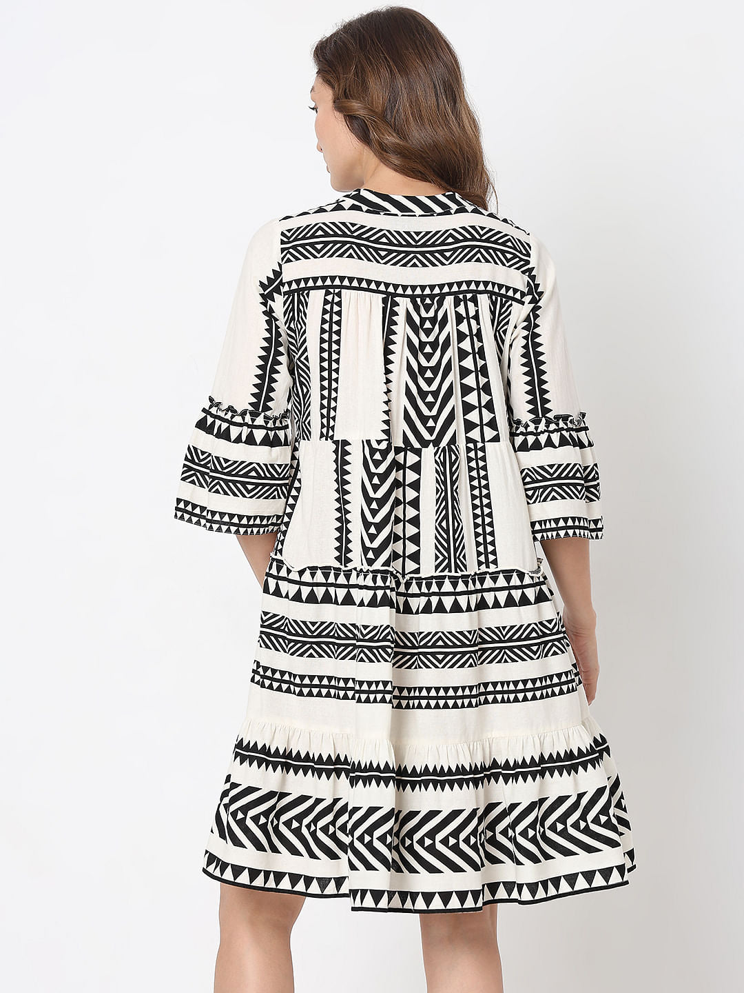 Off-White Aztec Print Flared Dress