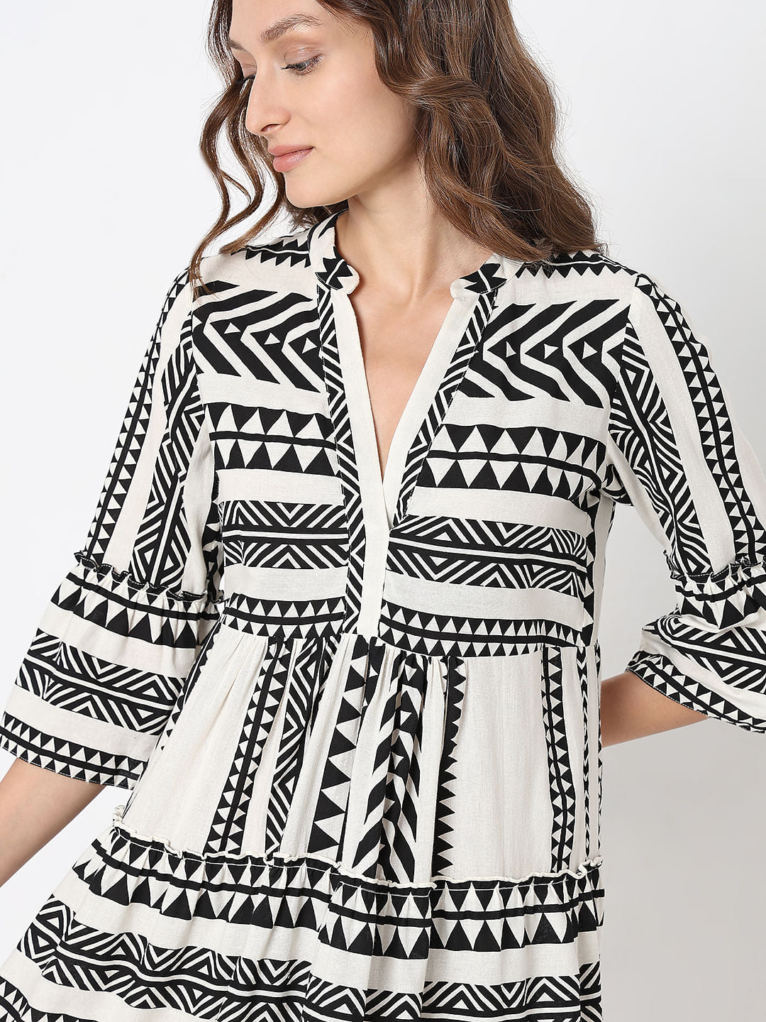 Off-White Aztec Print Flared Dress