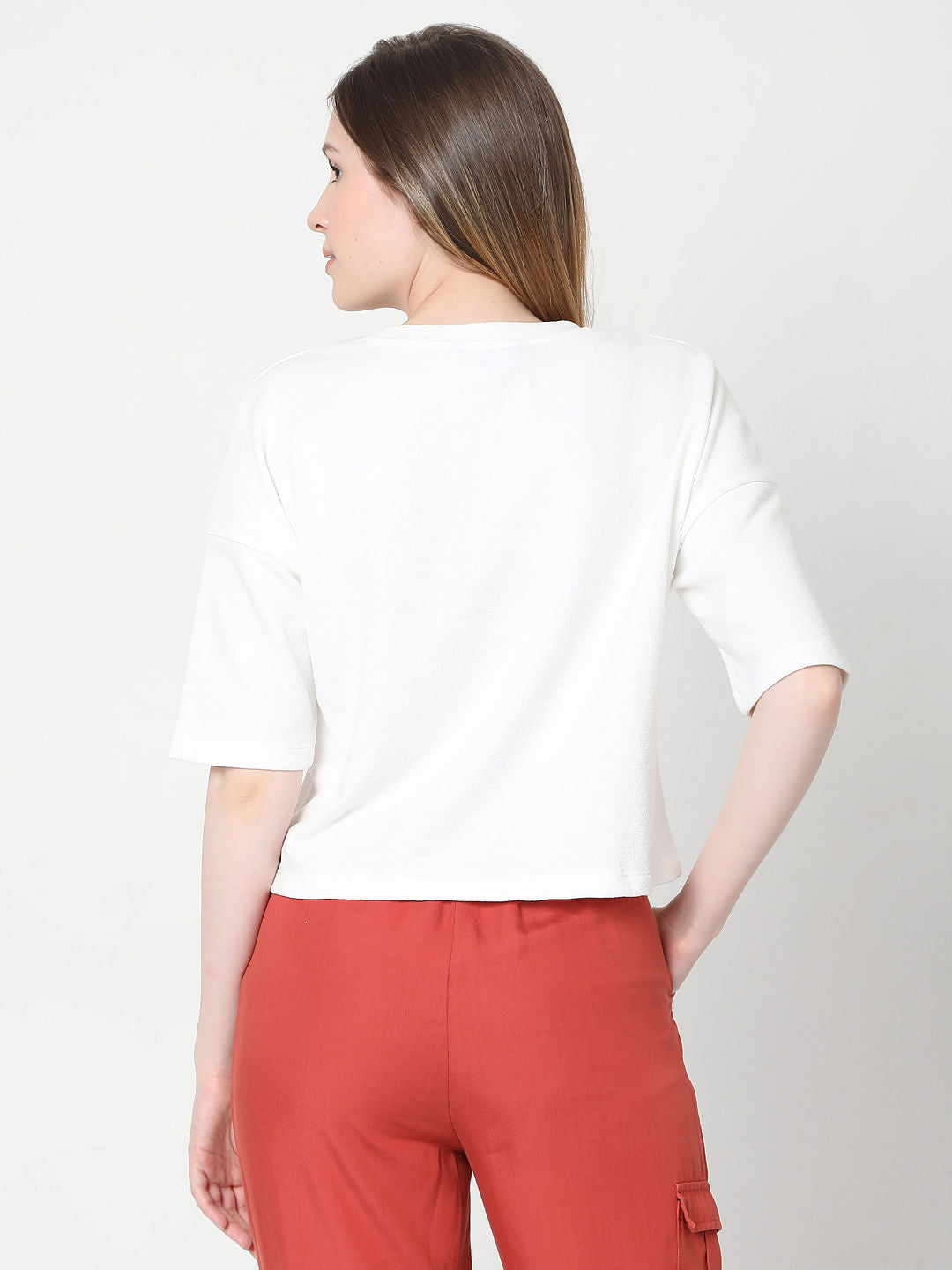 White Graphic Print Cropped T-Shirt