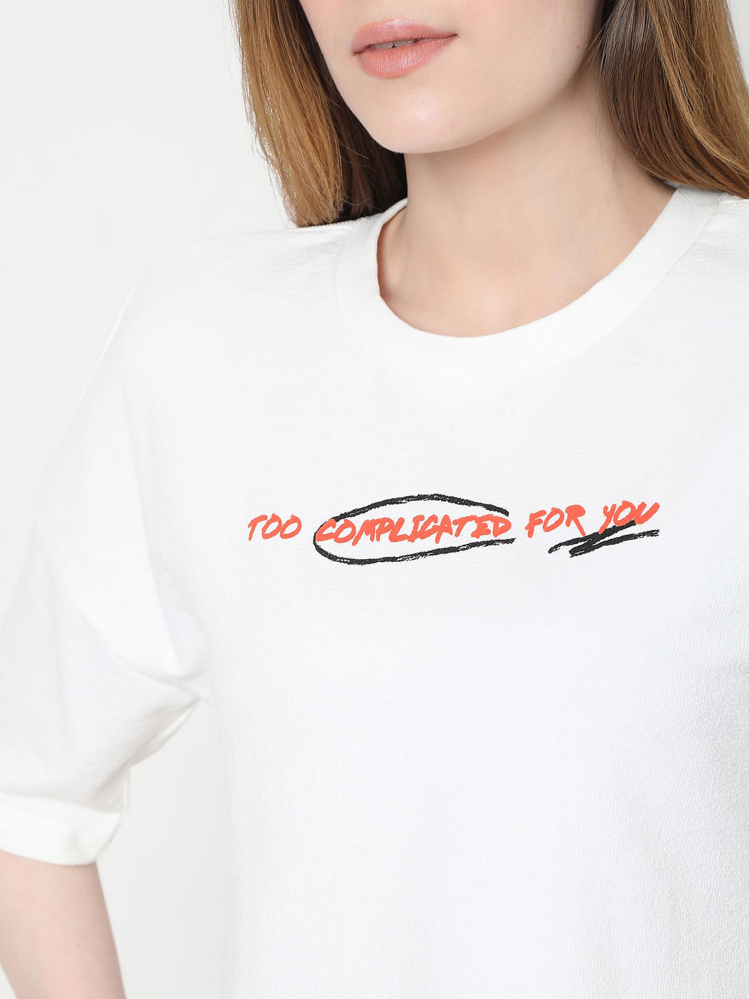 White Graphic Print Cropped T-Shirt