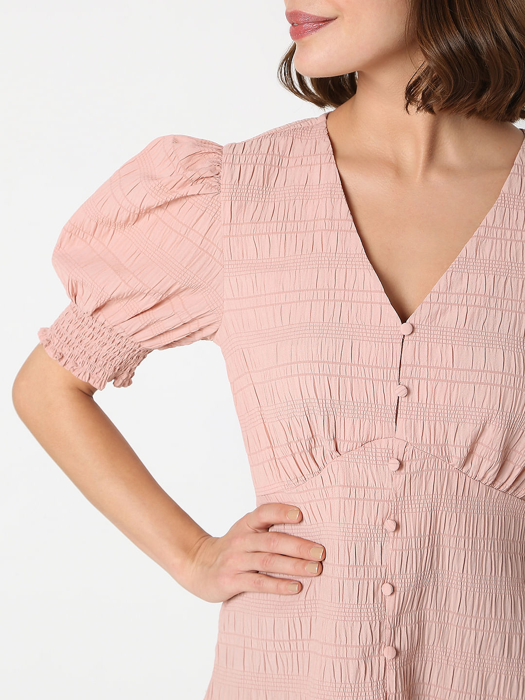 Beige Puff Sleeves Top