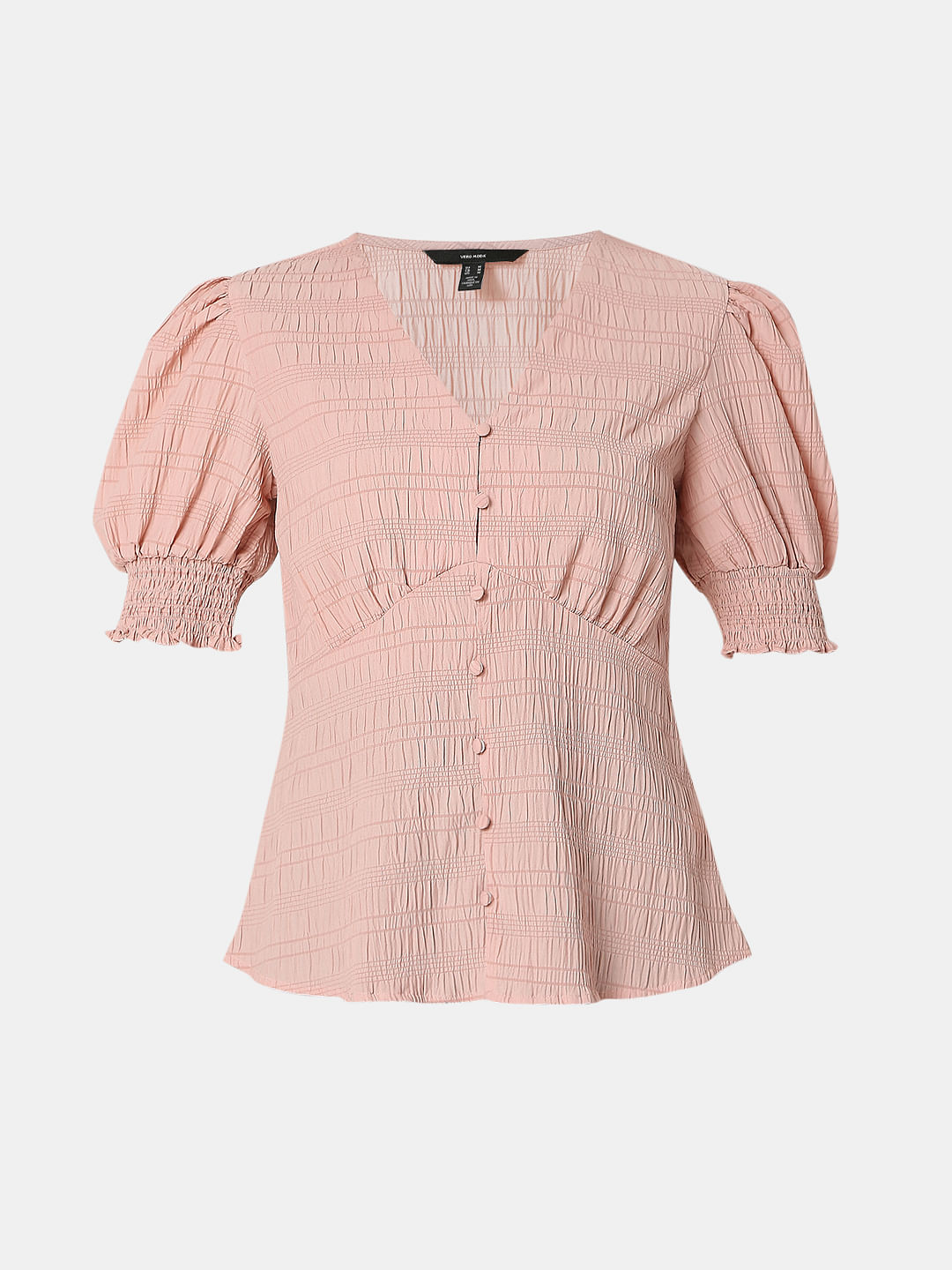 Beige Puff Sleeves Top