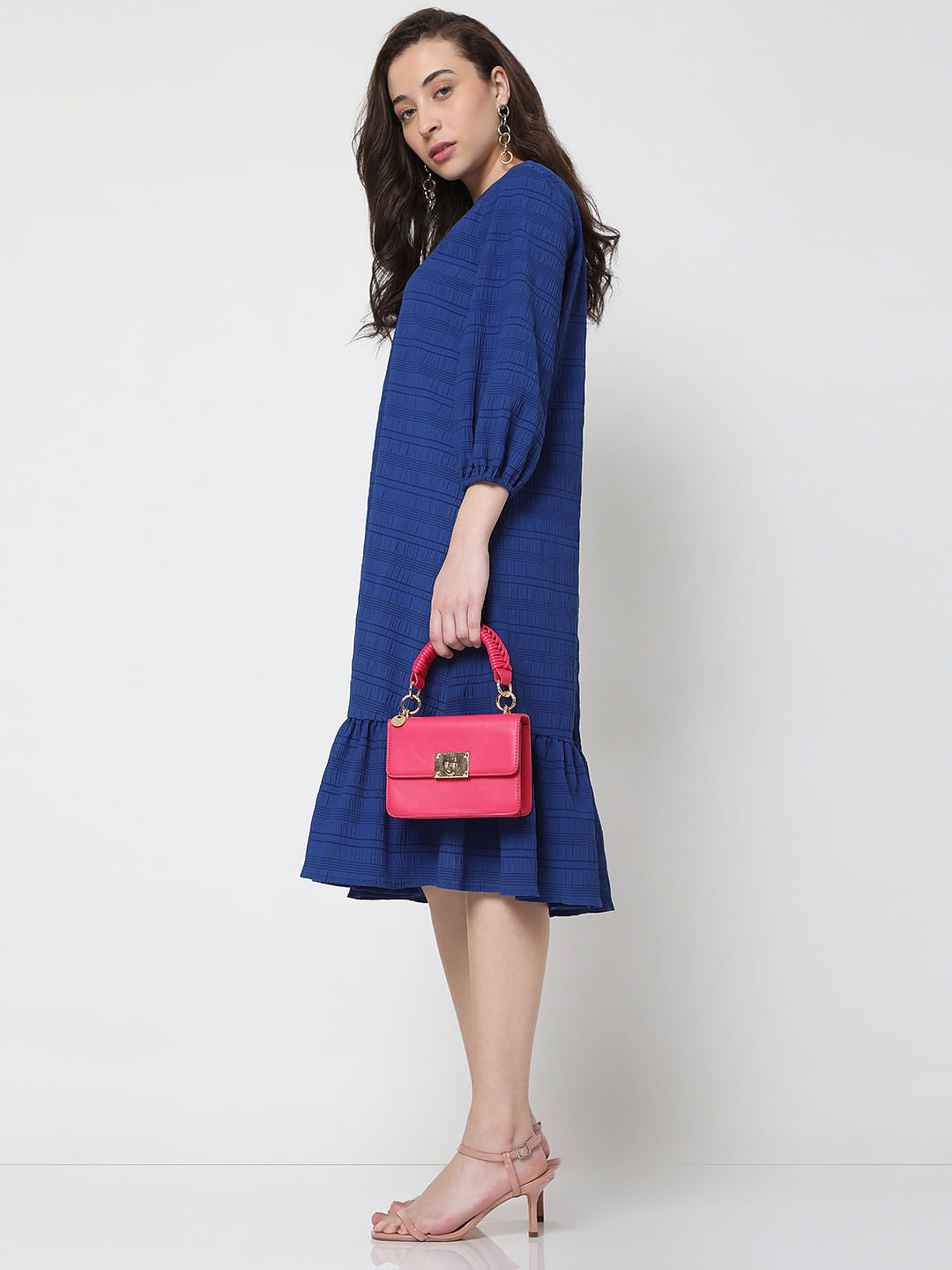 Blue Striped Midi Dress