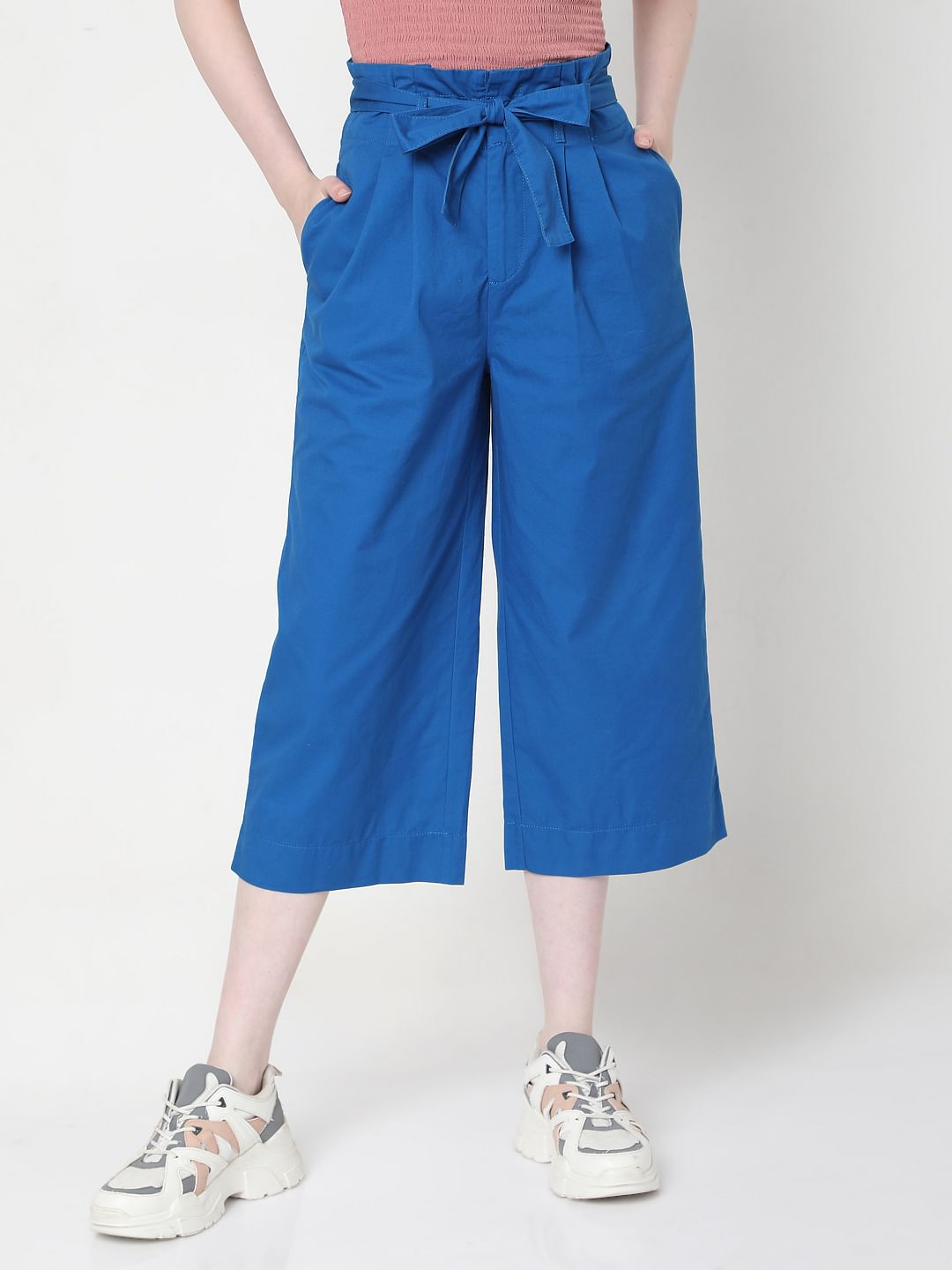 Blue Tie Up Culottes