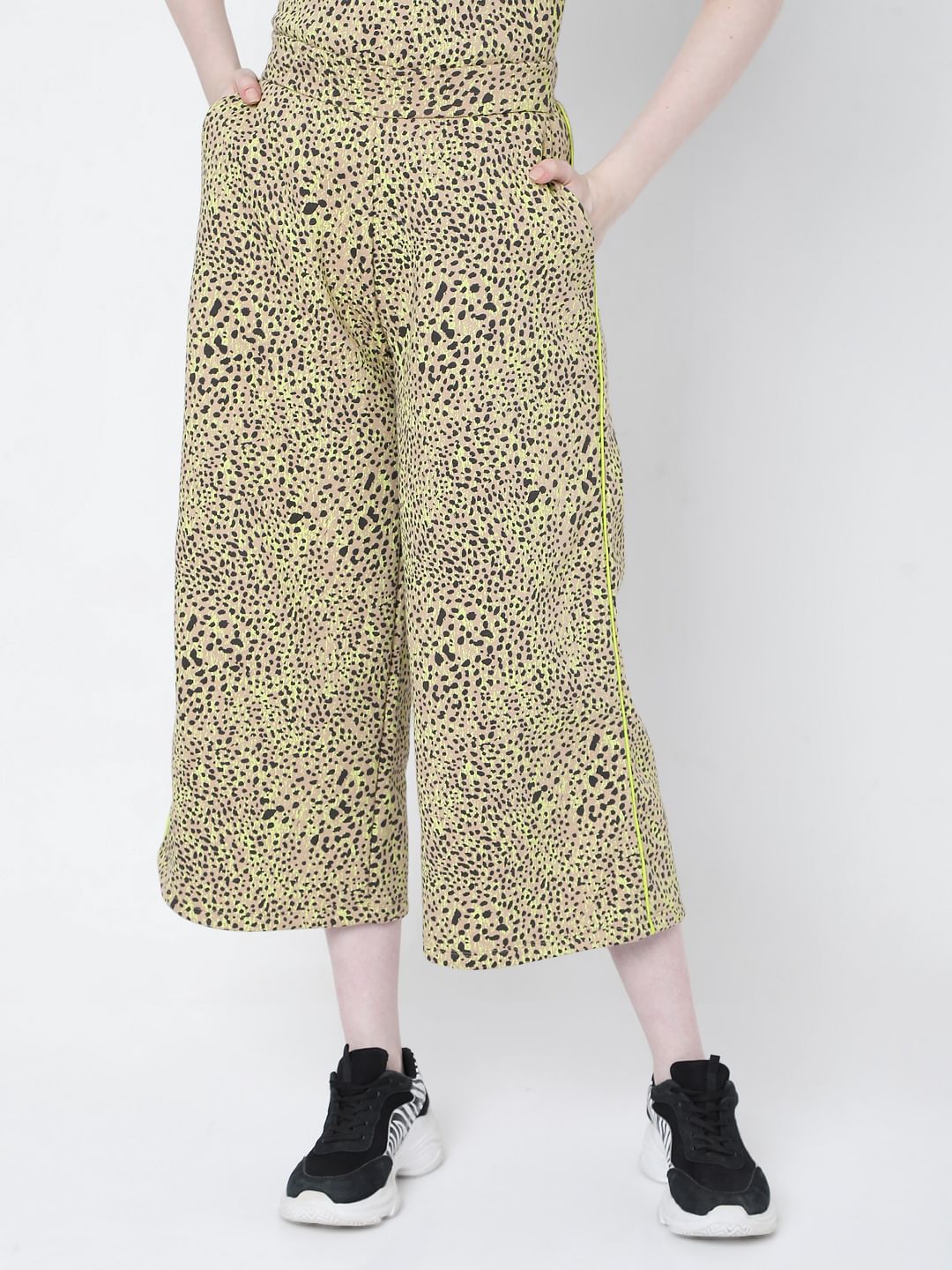 Beige Animal Print Co-Ord Pants