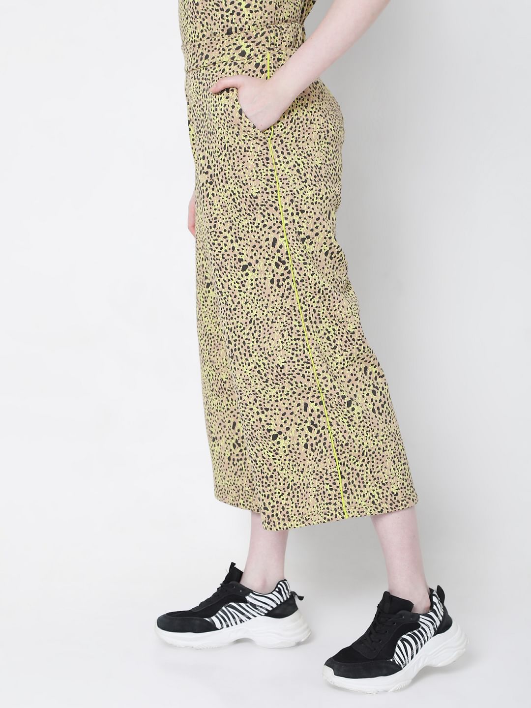 Beige Animal Print Co-Ord Pants