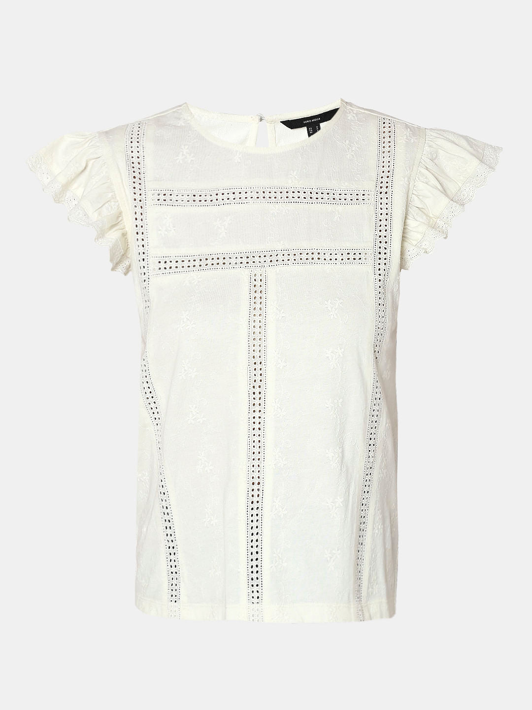 White Ruffle Sleeves Top