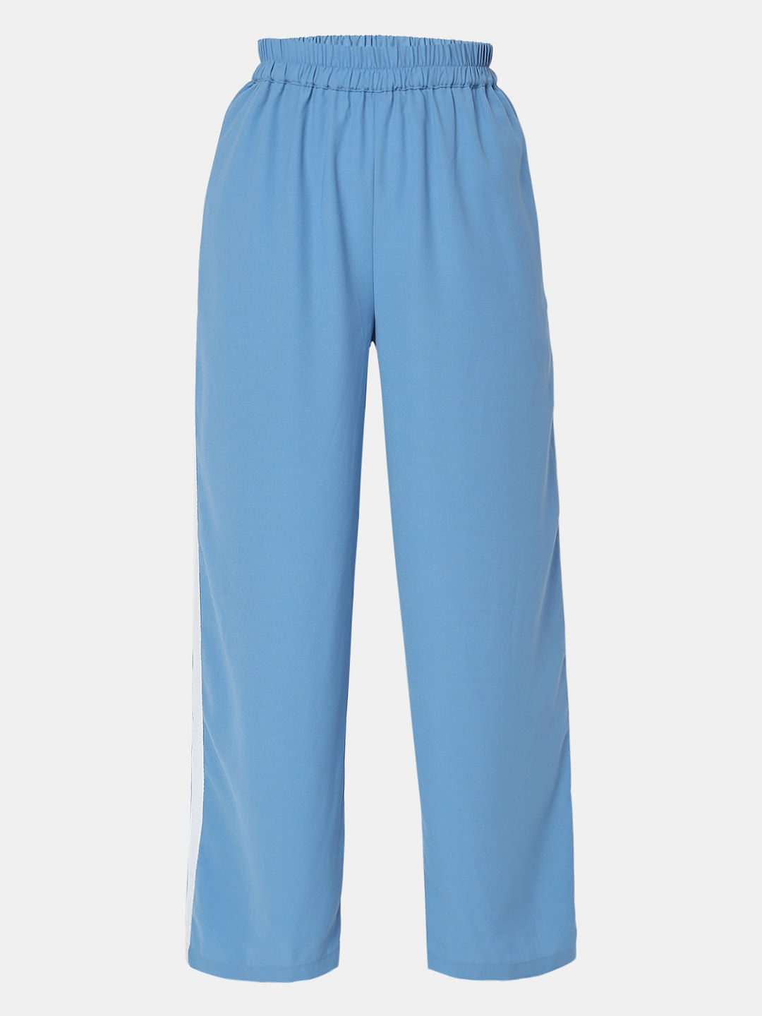 Blue Mid Rise Wide Leg Pants