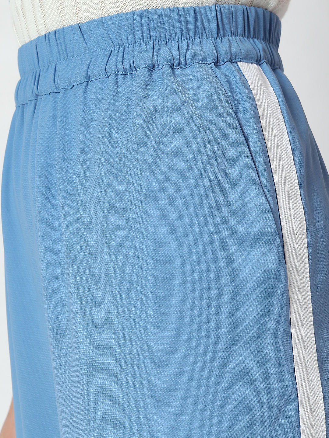 Blue Mid Rise Wide Leg Pants
