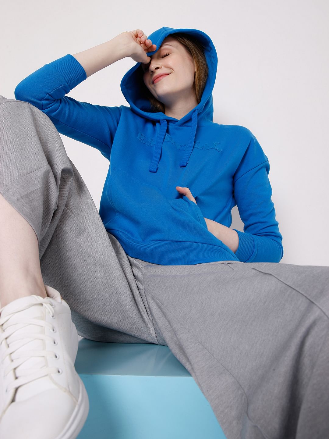 Blue Hooded Sweatshirt