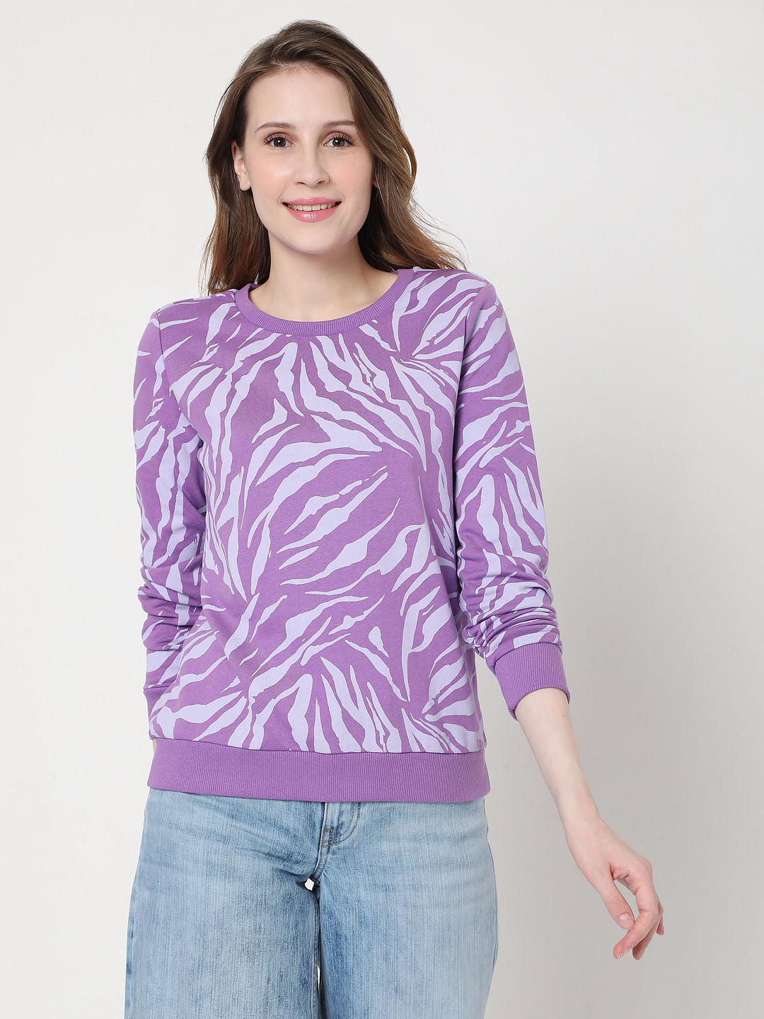 Purple Abstract Print Sweatshirt