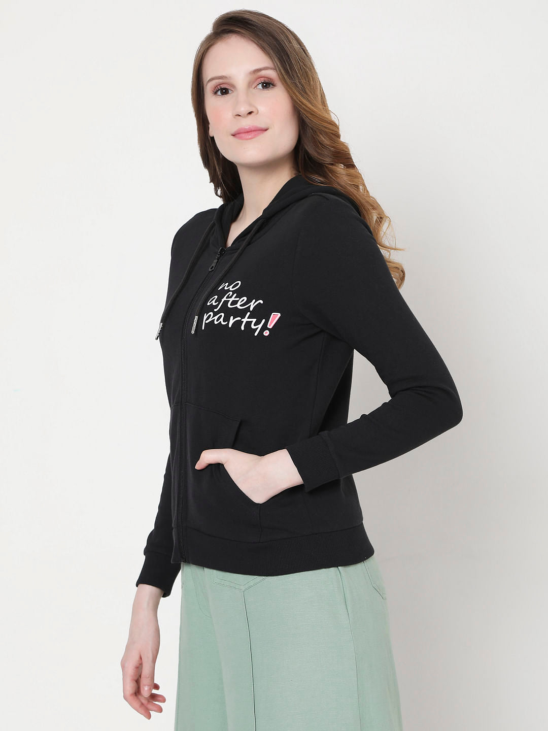 Black Slogan Print Sweatshirt