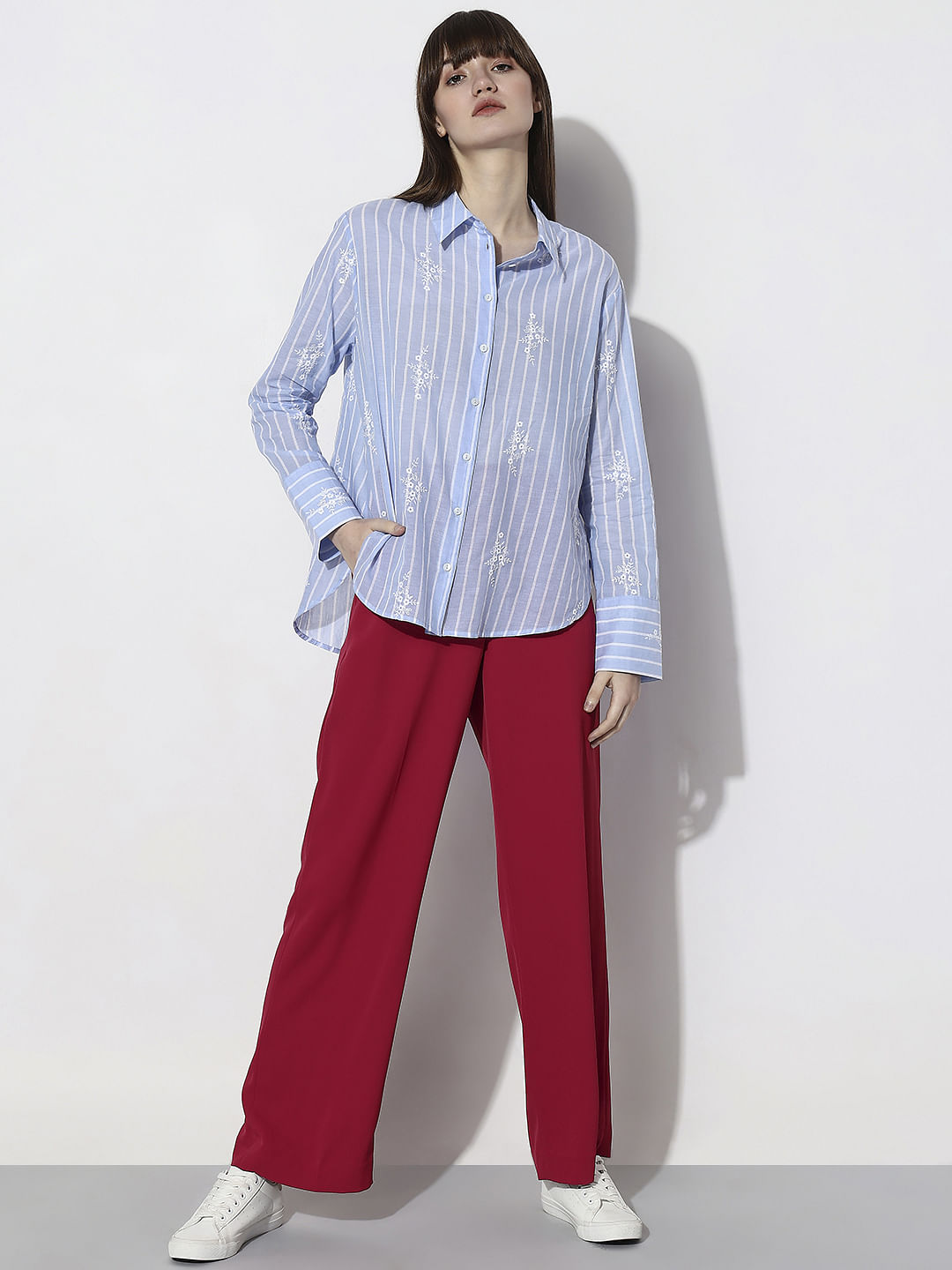 Blue Cotton Striped Shirt