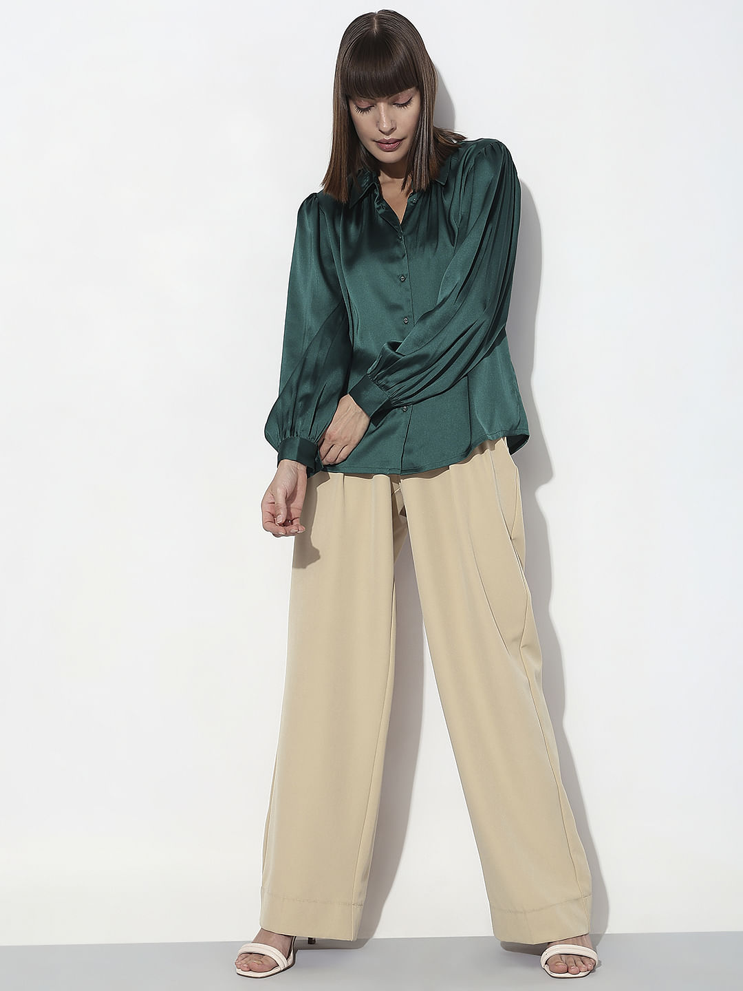 Dark Green Satin Shirt