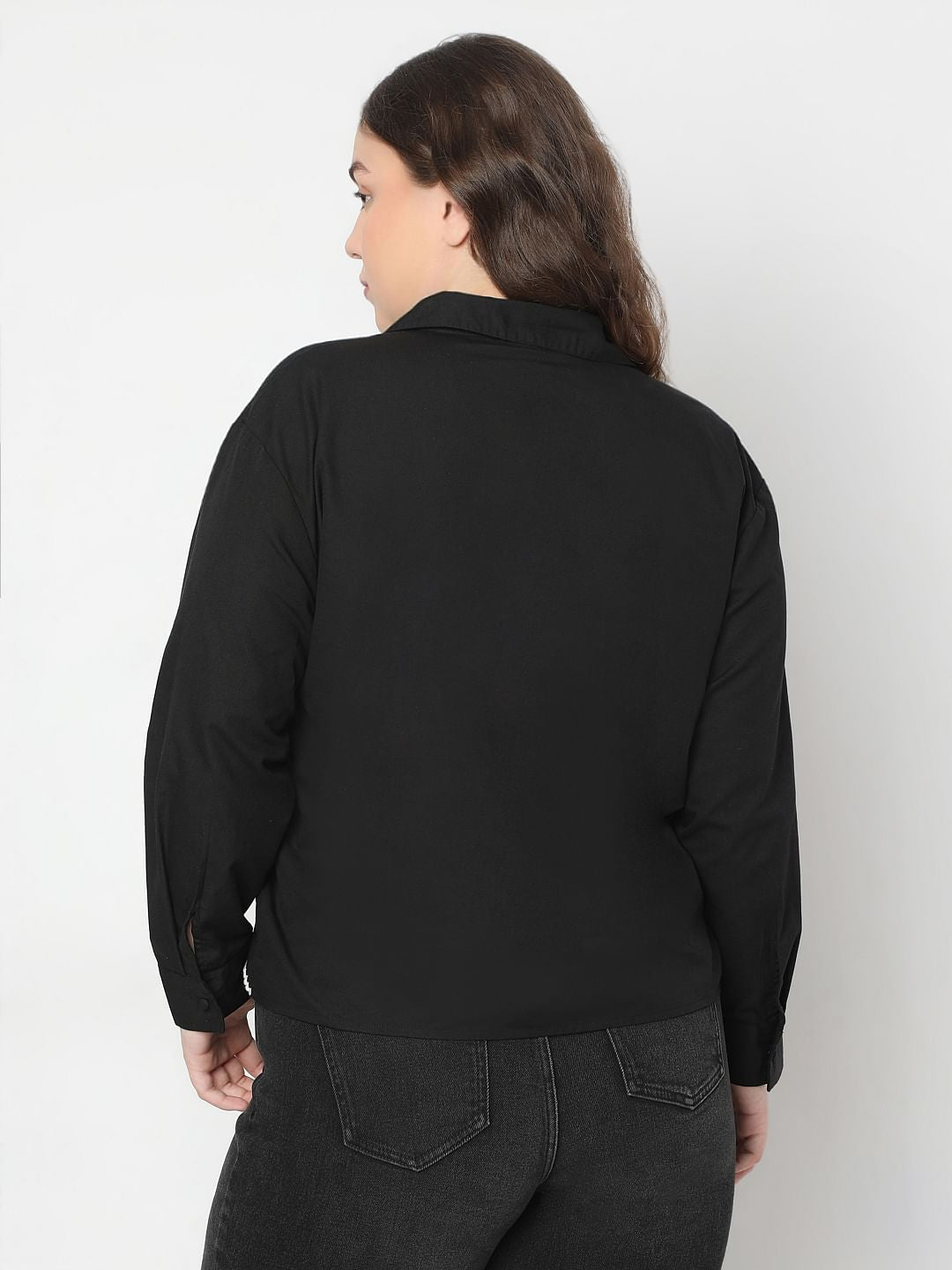 Curve Black Embroidered Shirt