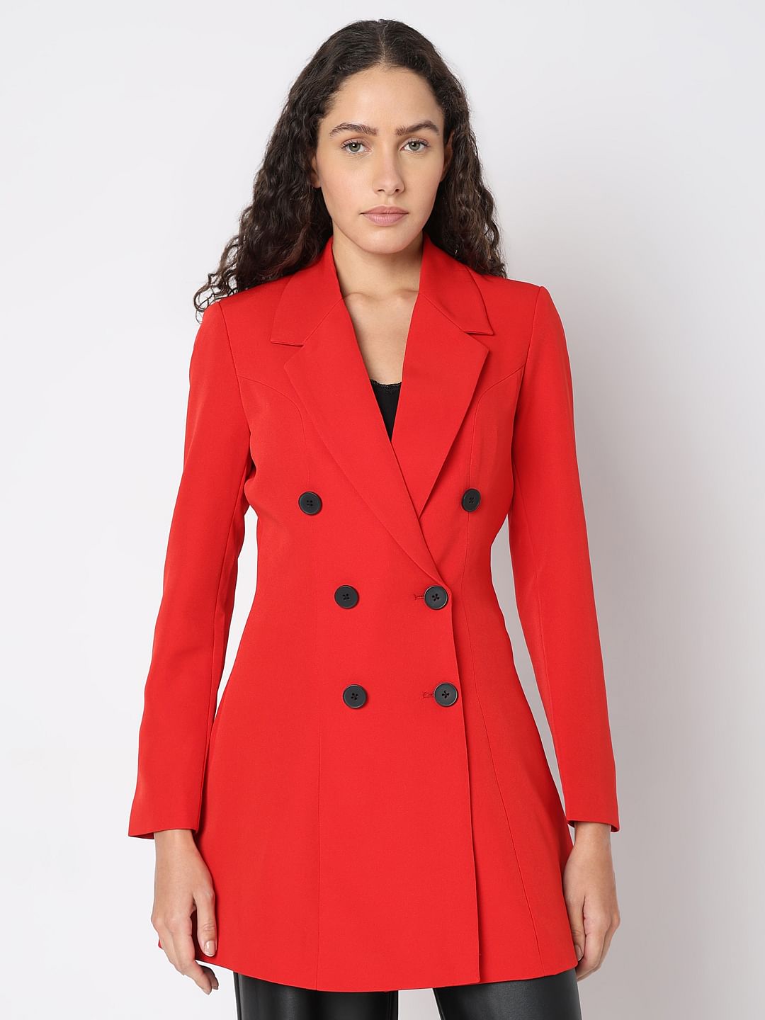 Red Fitted Dress Blazer