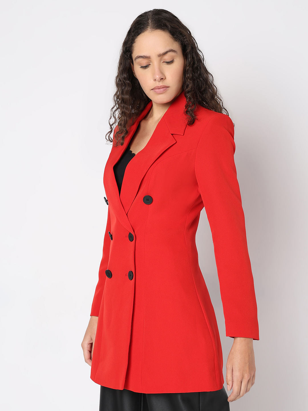 Red Fitted Dress Blazer