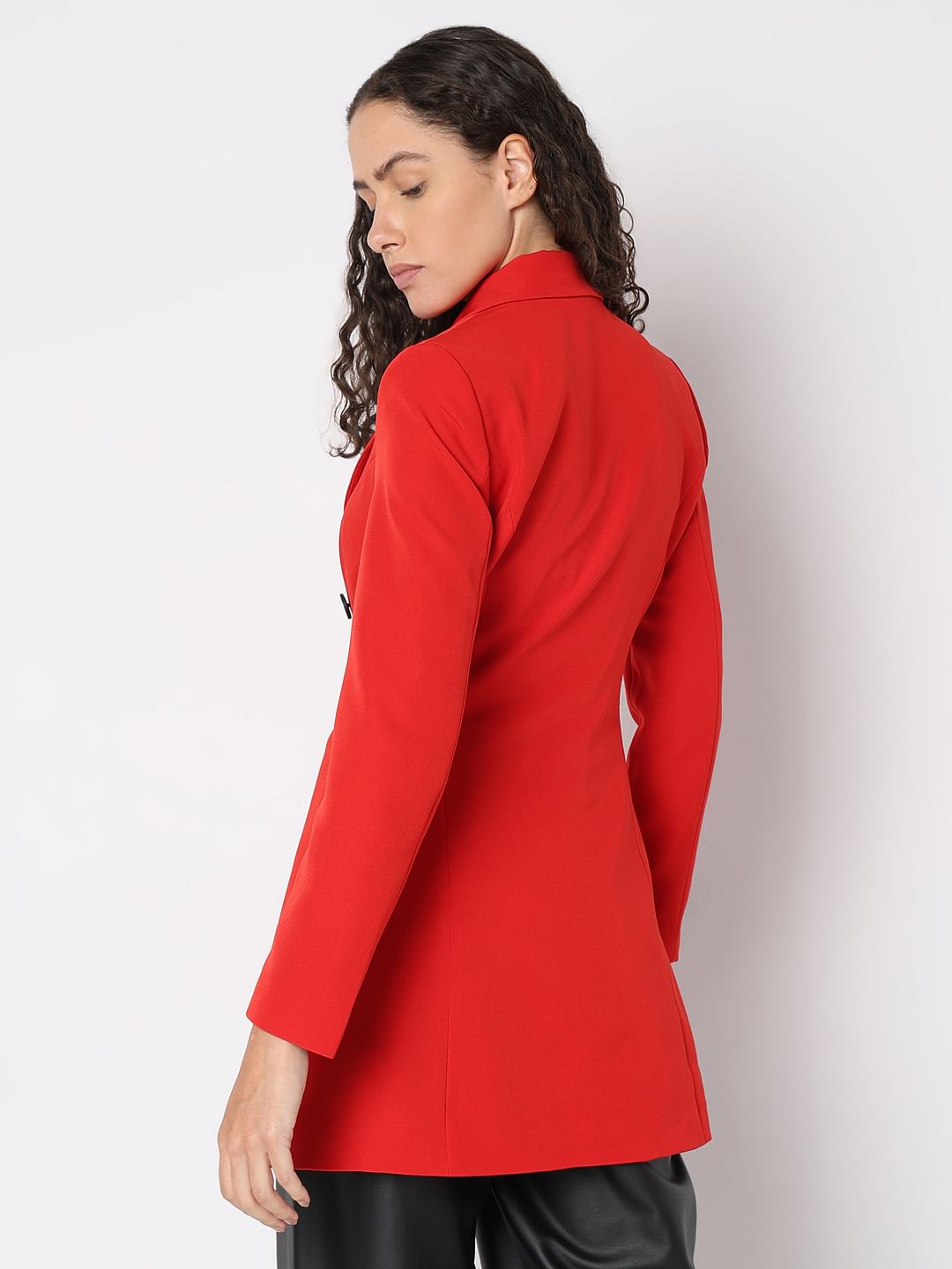 Red Fitted Dress Blazer