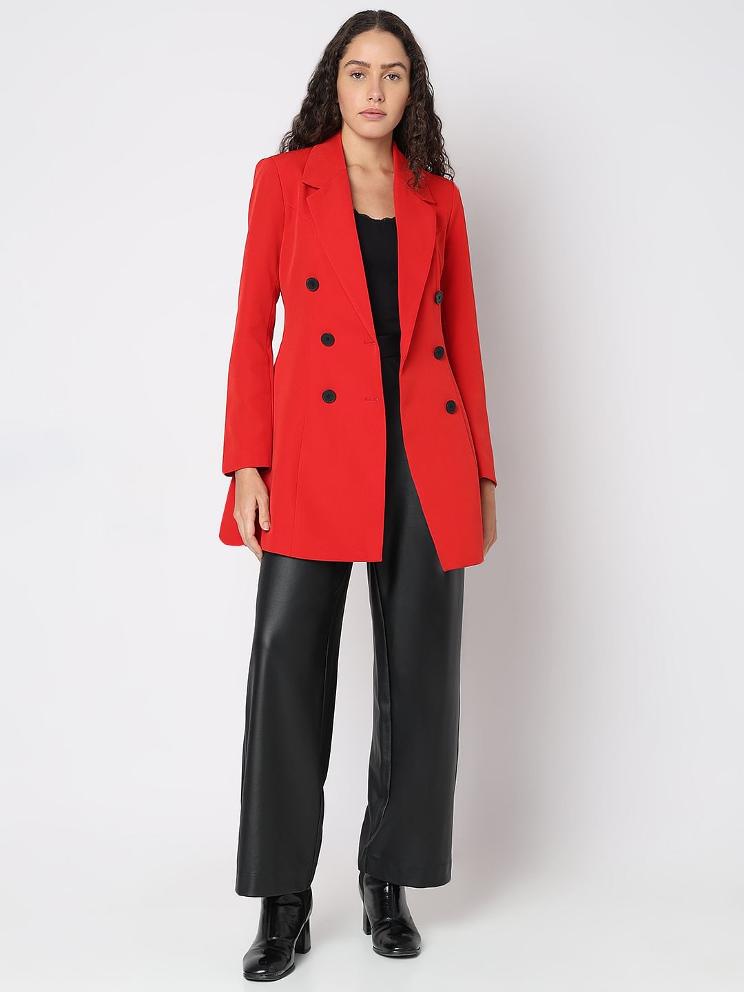 Red Fitted Dress Blazer