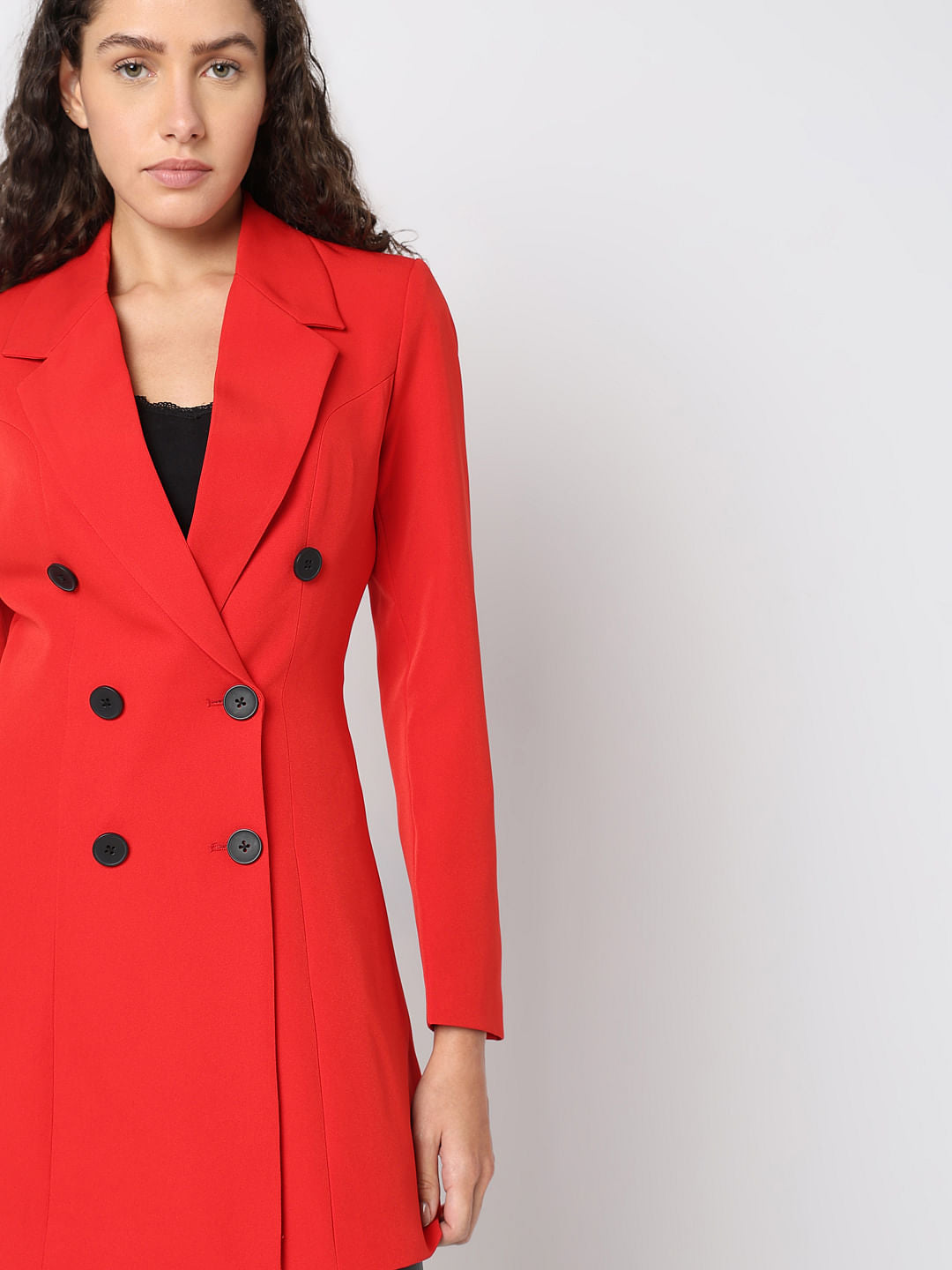 Red Fitted Dress Blazer