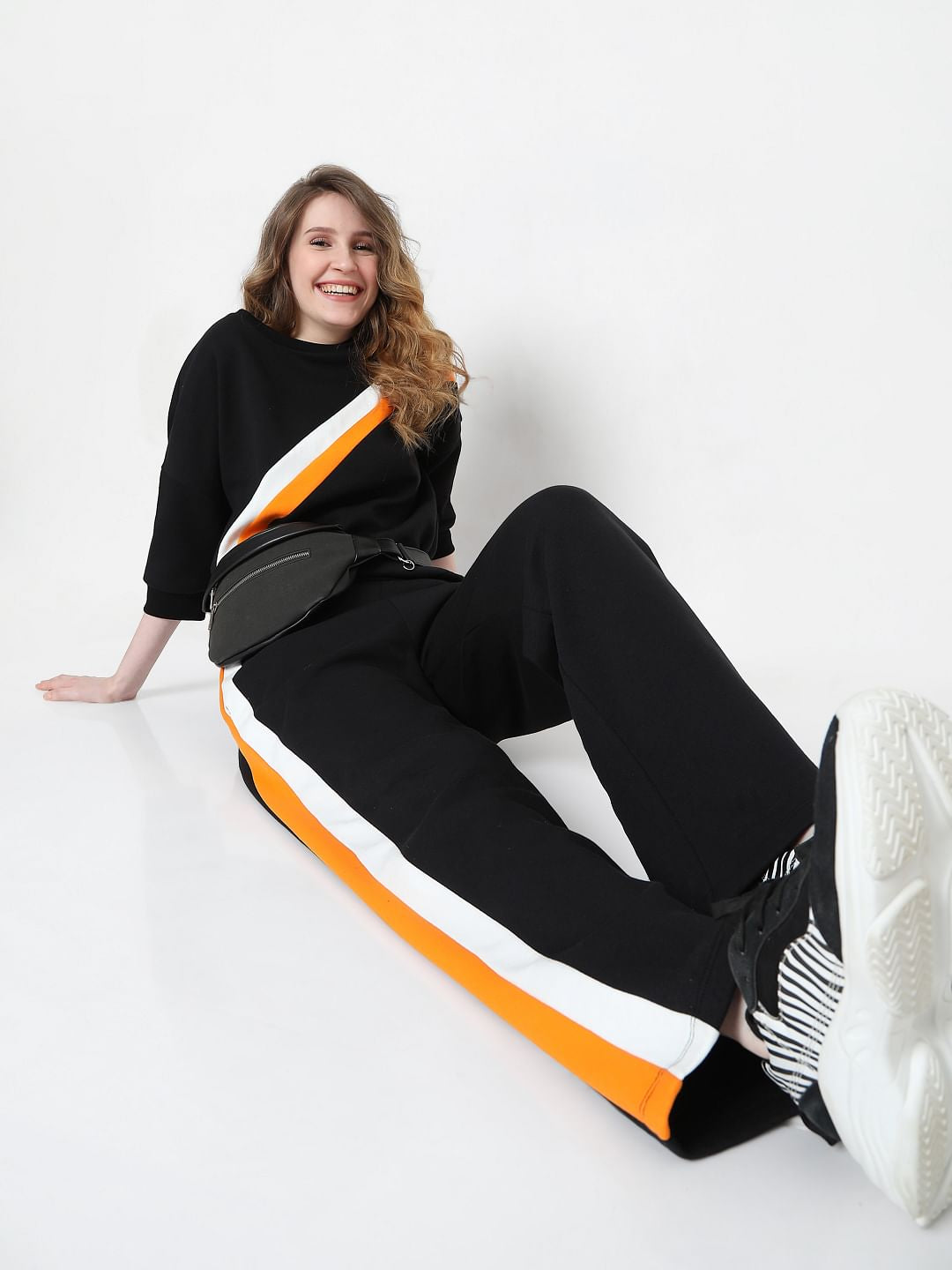Black Colourblocked Trackpants