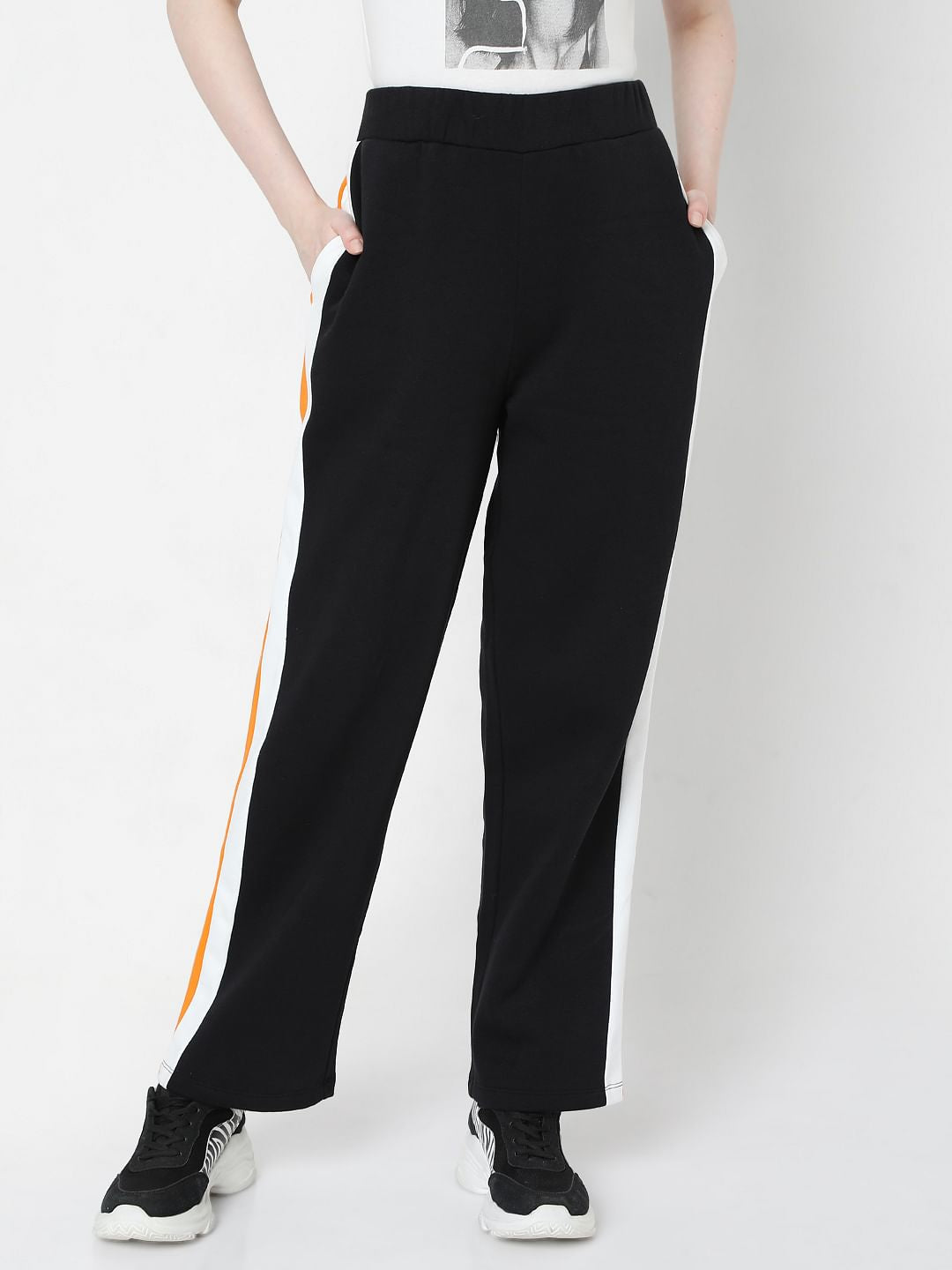 Black Colourblocked Trackpants