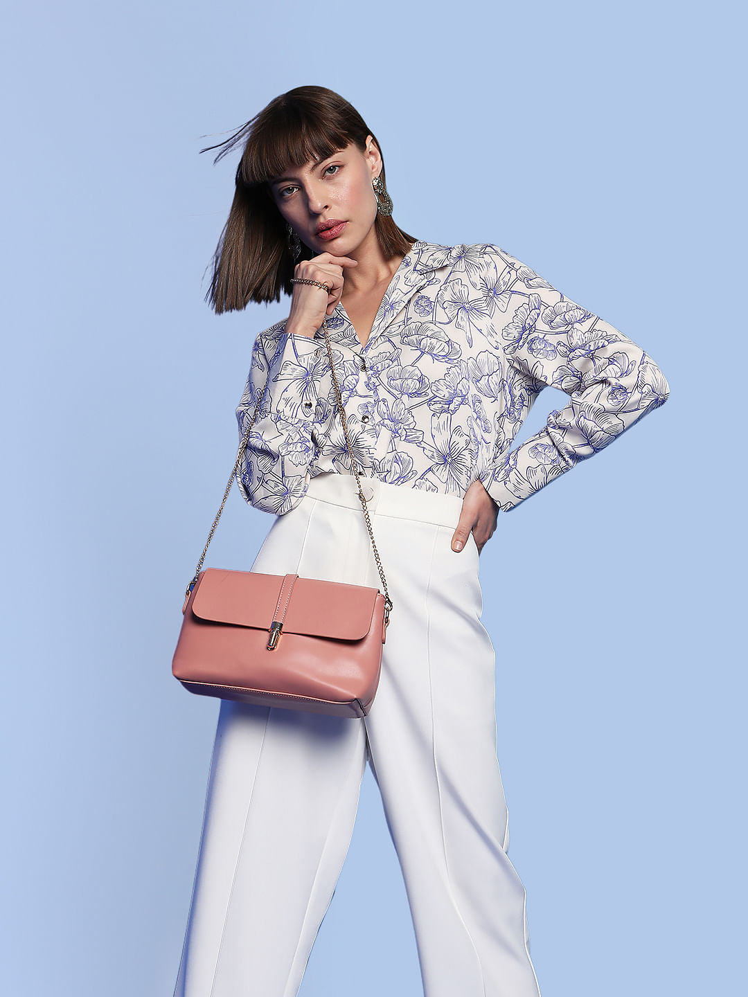 Blue Floral Print Shirt