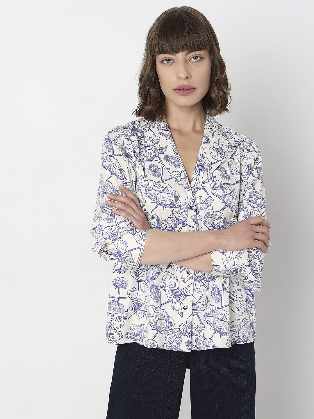 Blue Floral Print Shirt