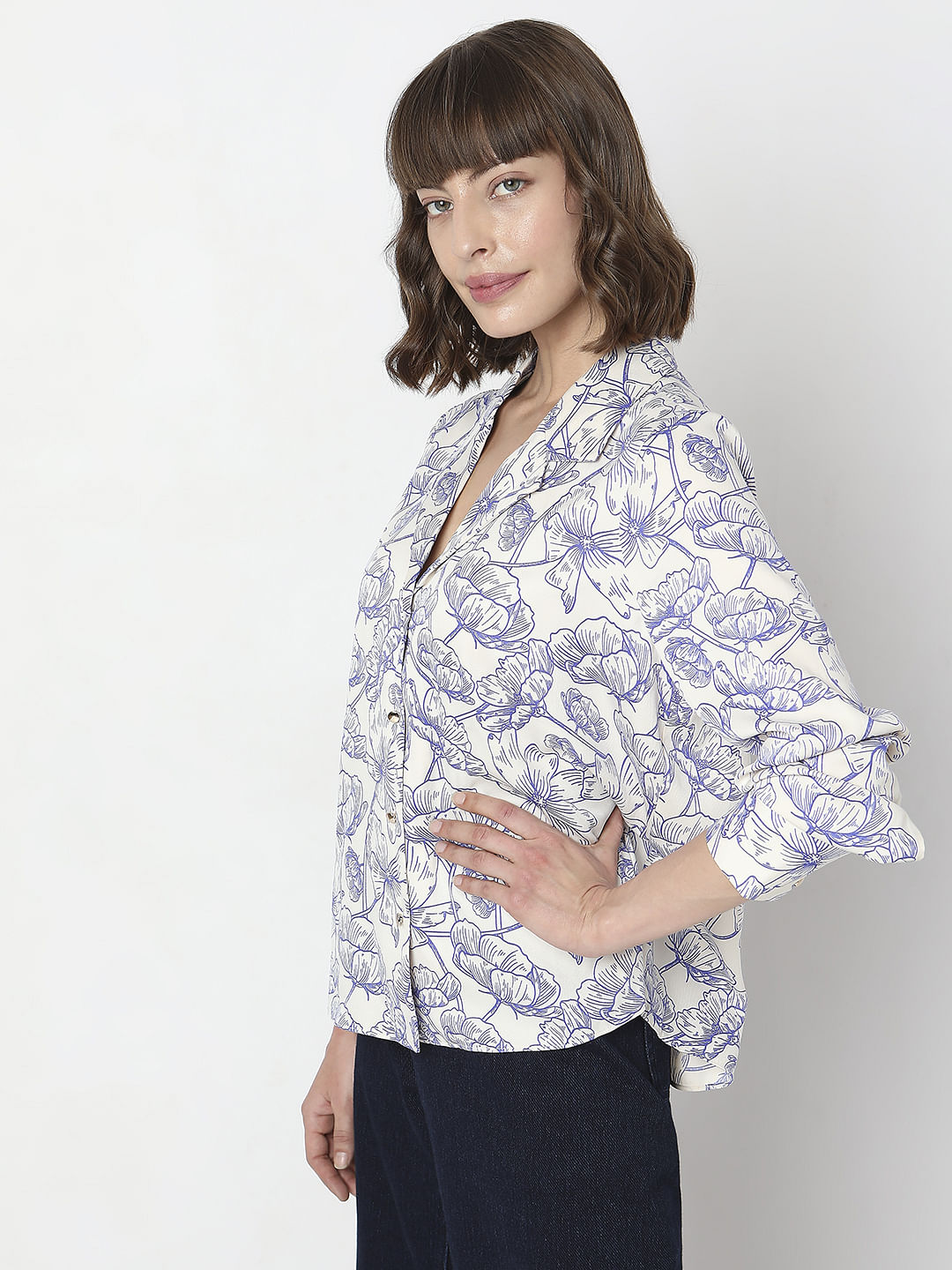 Blue Floral Print Shirt