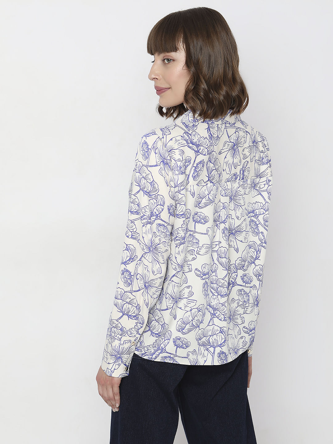 Blue Floral Print Shirt