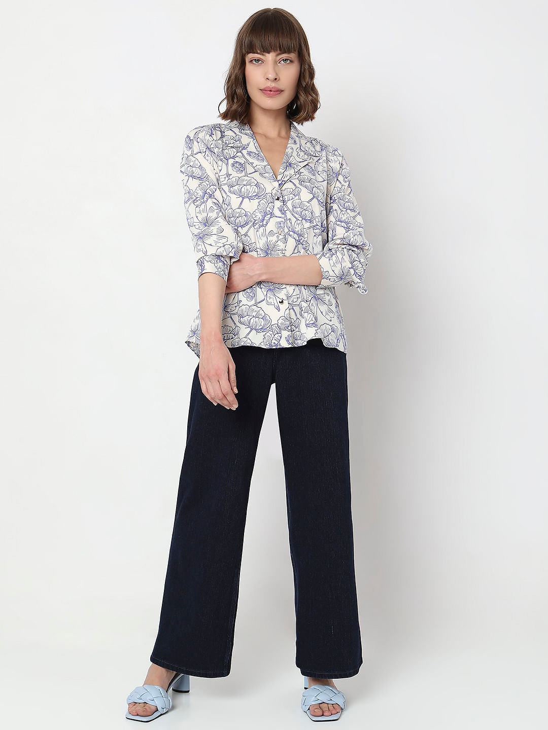 Blue Floral Print Shirt