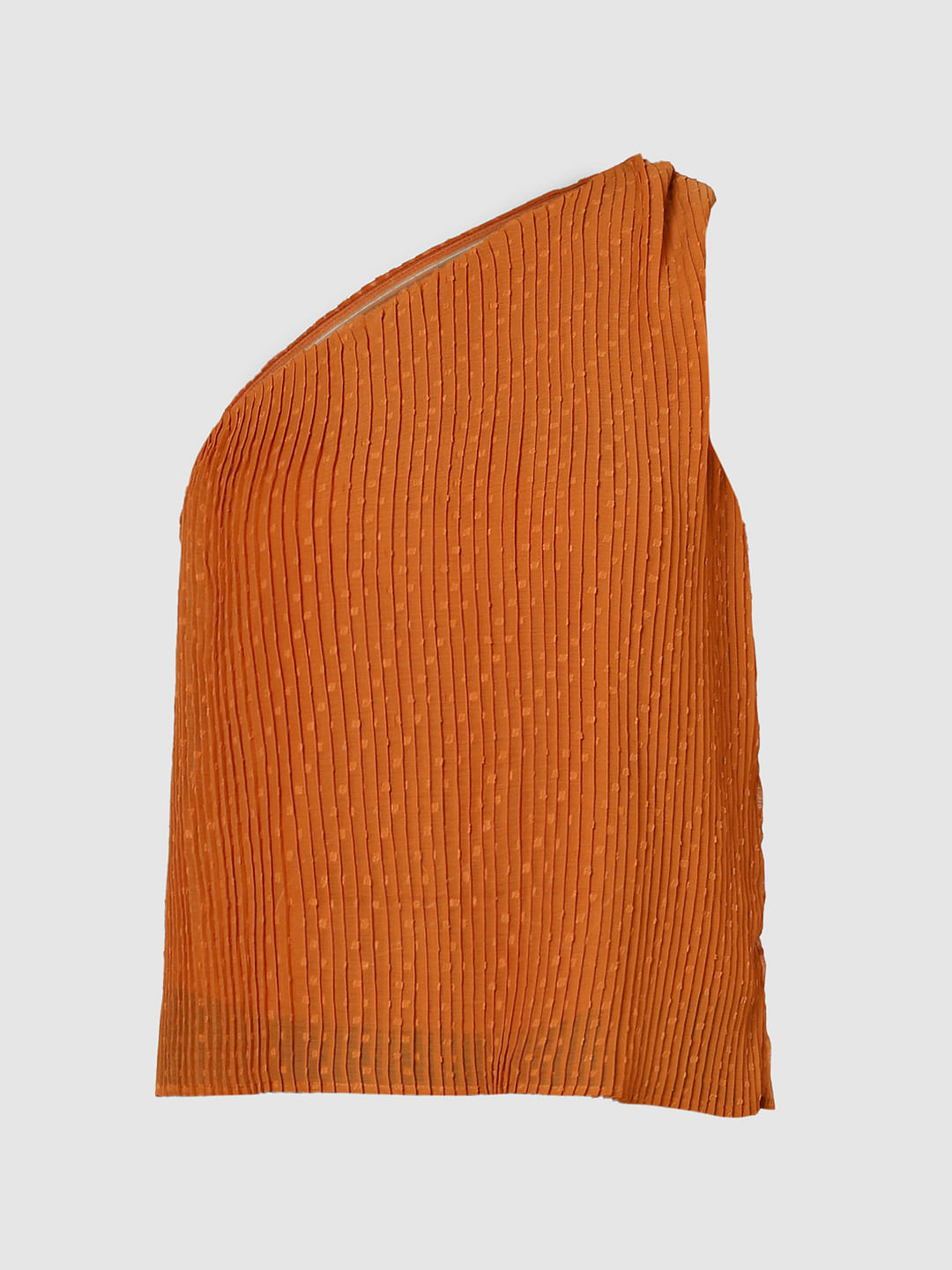 Rust Orange Dobby Pleated Top