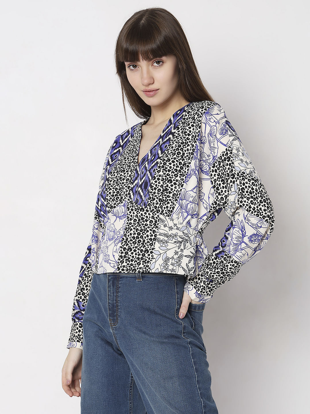 Blue Animal Print Top