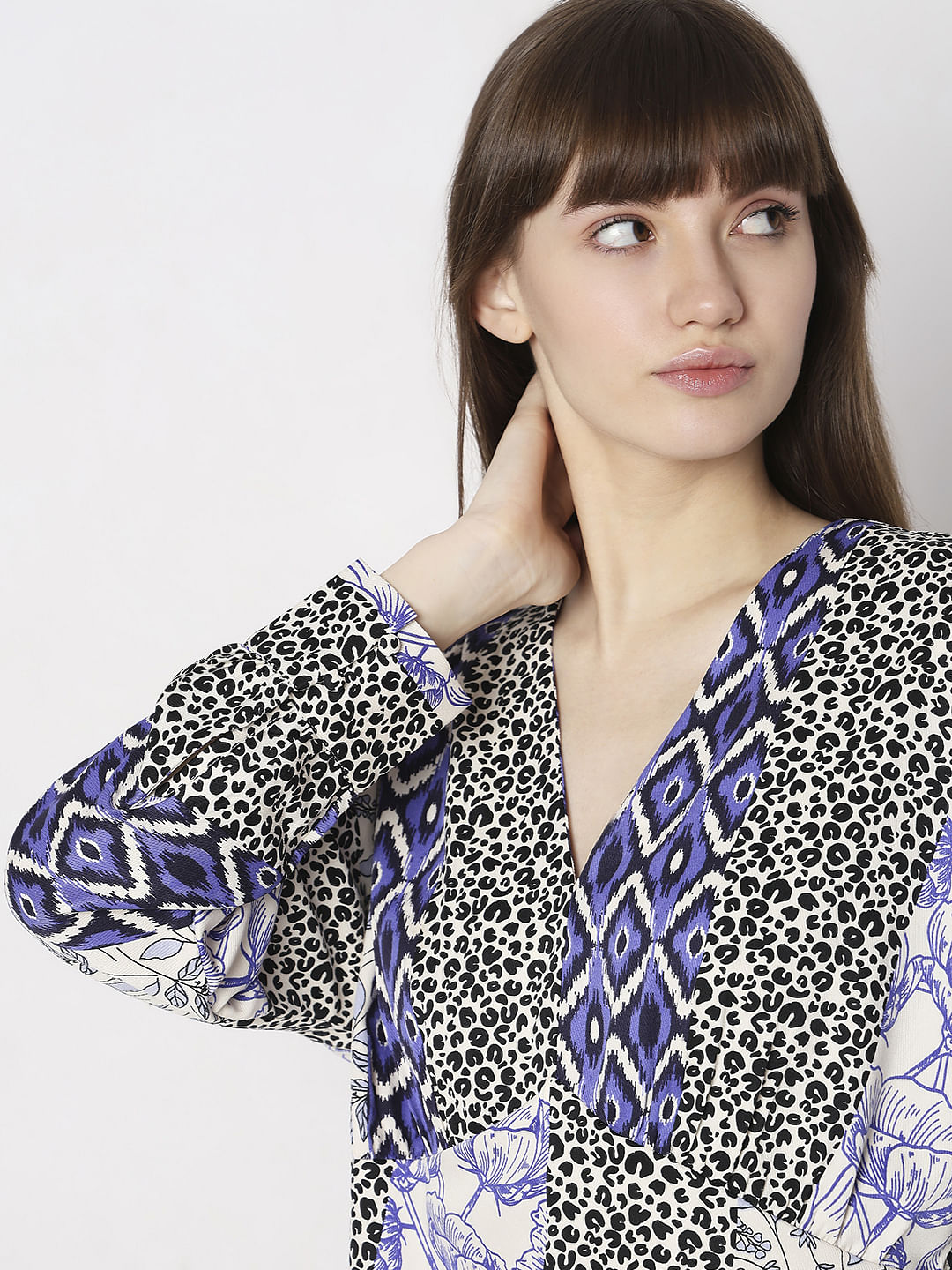Blue Animal Print Top