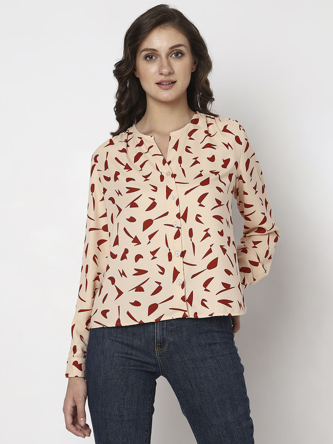 Peach Pink Printed Top