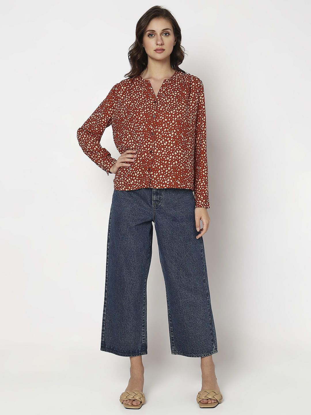 Brown All Over Print Top