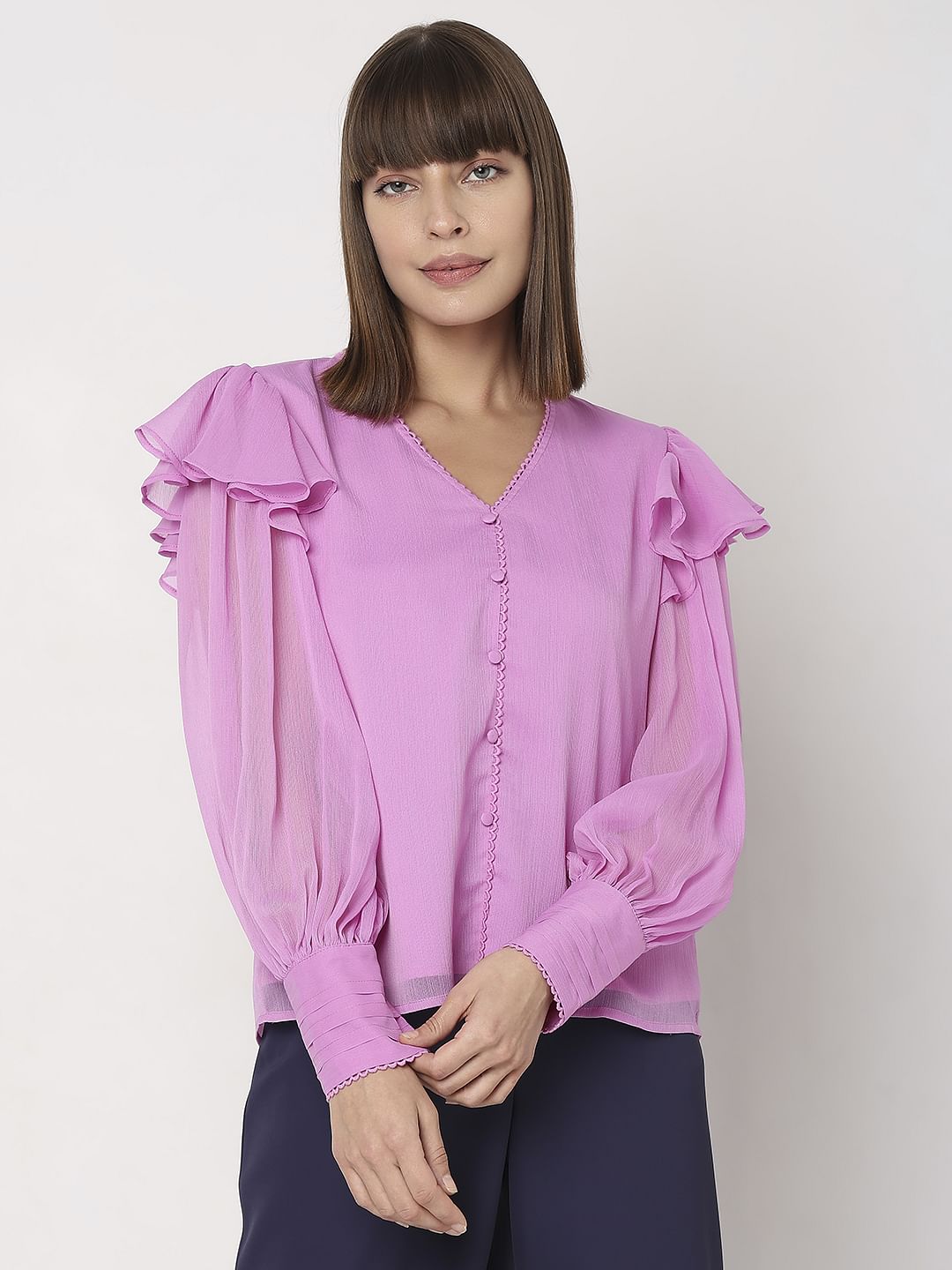 Pink Voluminous Sleeves Top