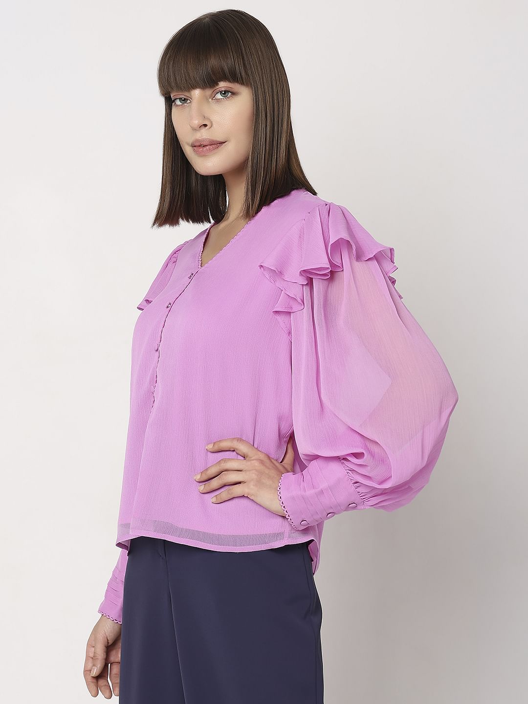 Pink Voluminous Sleeves Top