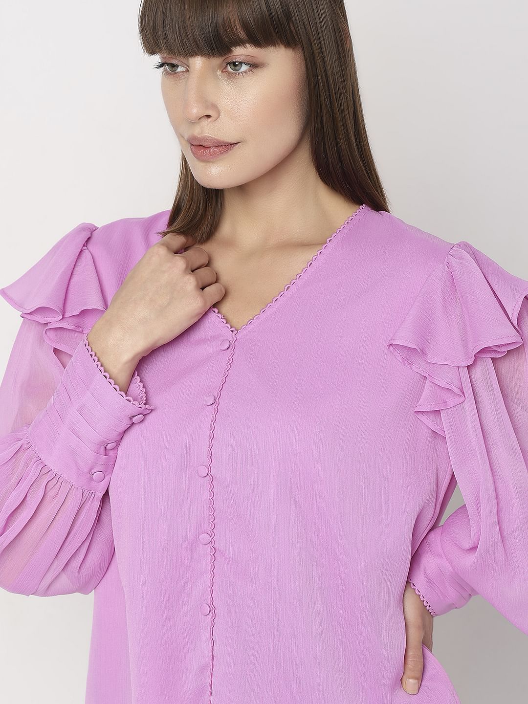 Pink Voluminous Sleeves Top