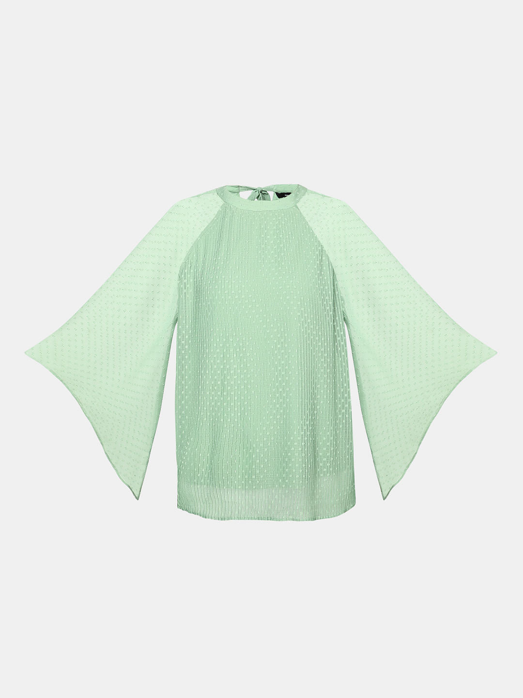Green Dobby Plisse Top