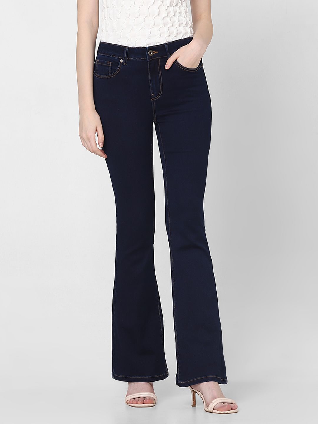 Dark Blue Mid Rise Bootcut Jeans